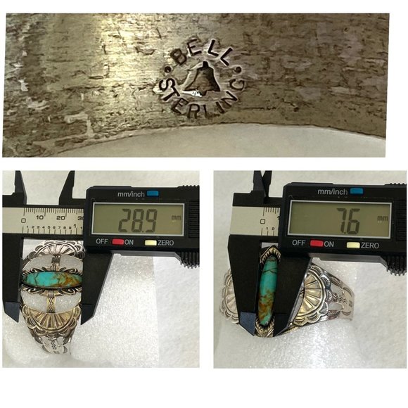VTG Bell Trading Sterling Silver 925 Southwest Turquoise Wide Band Cuff Bracelet - Picture 8 of 16
